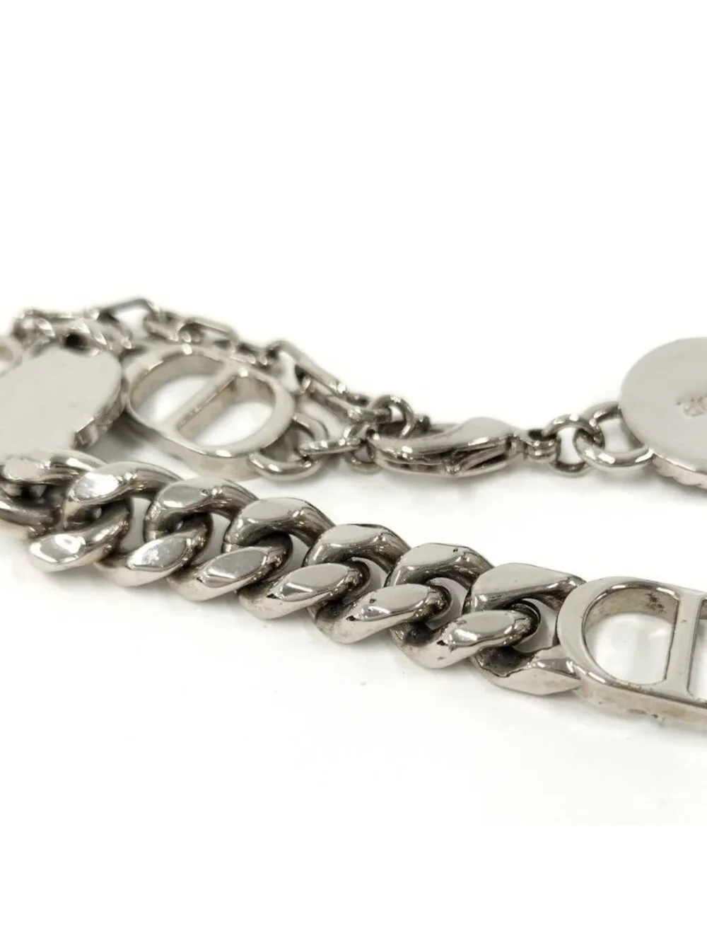Dior Etoile CD Logo Motif Chain Bracelet Silver